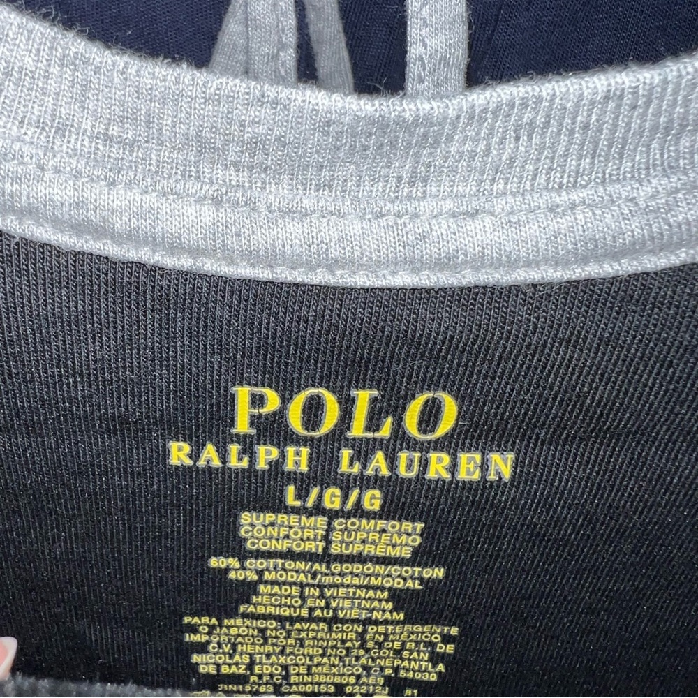 Polo by Ralph Lauren Pajama Set Gray Tee and Navy Pants Z Loungewear Sleepwear L - Picture 4 of 13